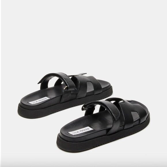 Steve Madden Mayven Black Leather Sandals (NEW!) - Picture 4 of 13